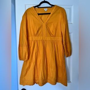 J Crew Yellow Long Sleeve A Line Dress